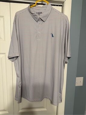 Local Boy Outfitters Men’s Classic Stripe Polo Shirt - Light Blue/White